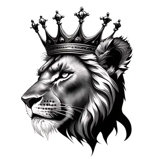 Half Simple Lioness Face With Crown