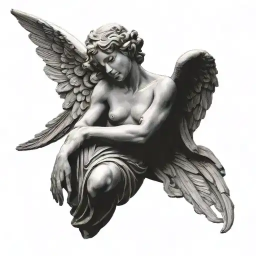 Angel Sculpture Lying Sideways