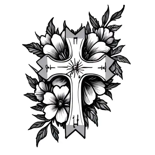 Cross Tattoo Flowers Rock Music
