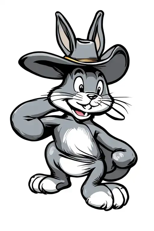 Bugs Bunny With A Cowboy Hat Leaning