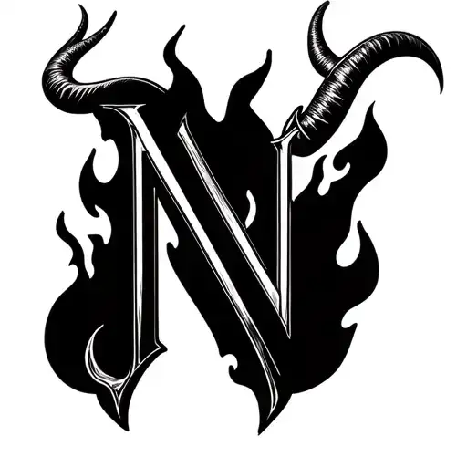 Capricorn Letter N And Fire Outline