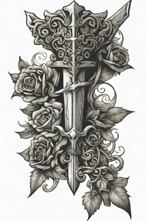 Dagger Tattoo But The Handle Is A Fleur De Lis