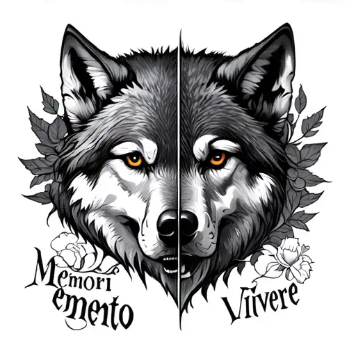 Memento Mori And Memento Vivere Tattoos With A Wolf