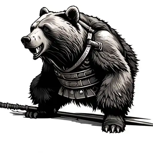 Grizzly Bear Samurai Warrior