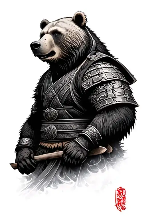 Grizzly Bear Samurai Warrior