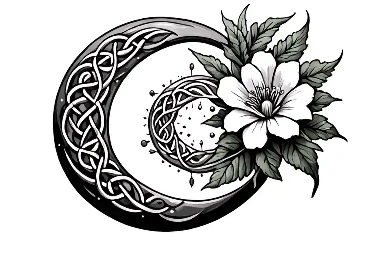 Celtic Moon And Flowers