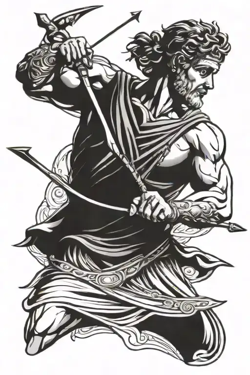 Greek God Shooting Arrow Design