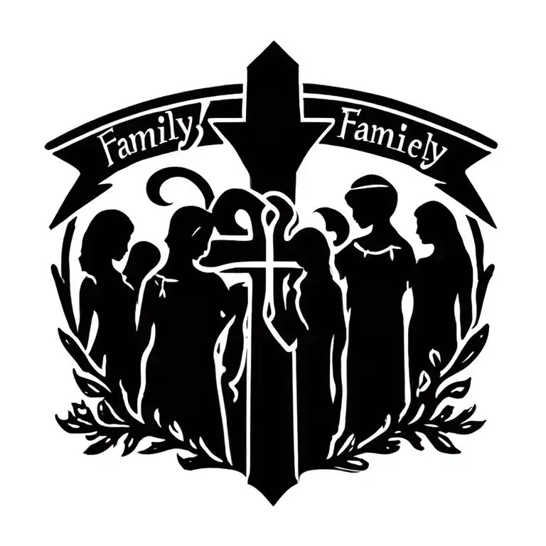 Cross But The Line Up And And A Cross Says Family