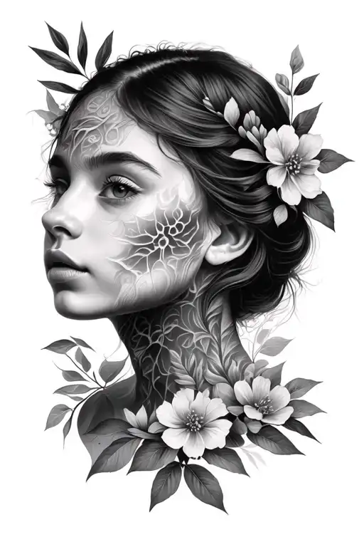 Girl One With Nature Closeup Of Her Face Morphing