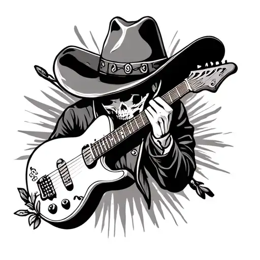 Cross And Guitar And Cowboy Hat