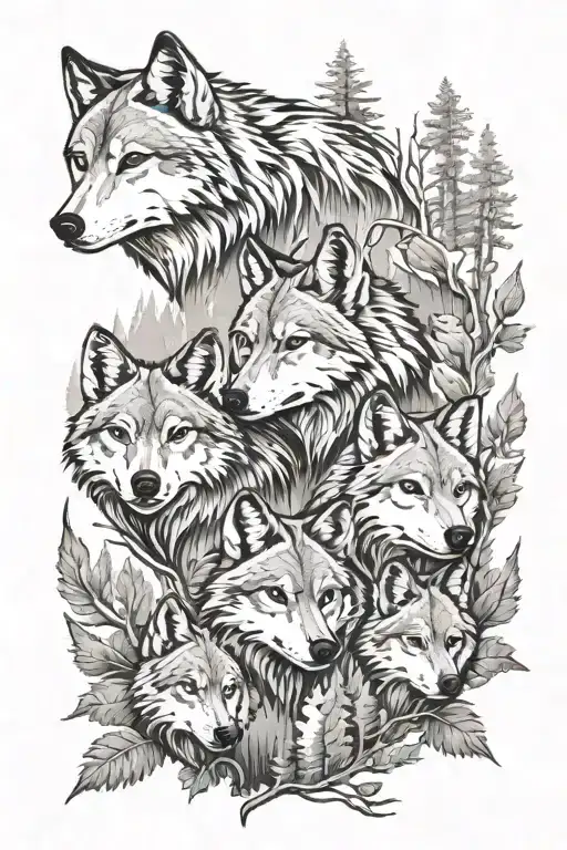 Forest Wolf Pack Family