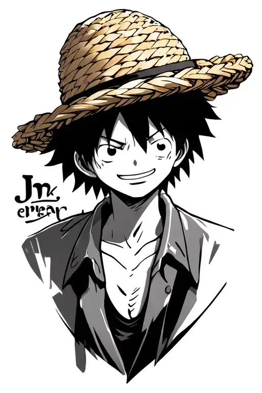 Luffy Straw Hat Minimalist Tattoo Design