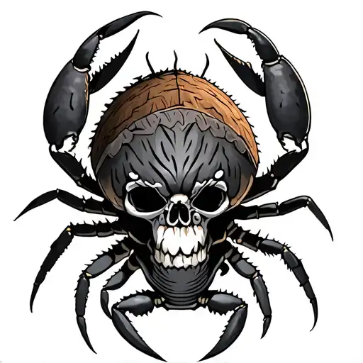 Tribal Coconut Crab With A Skull Body