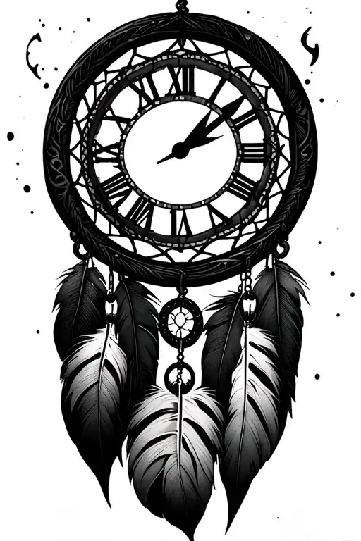 Dream Catcher With Clock Face With A Number 1 Circled