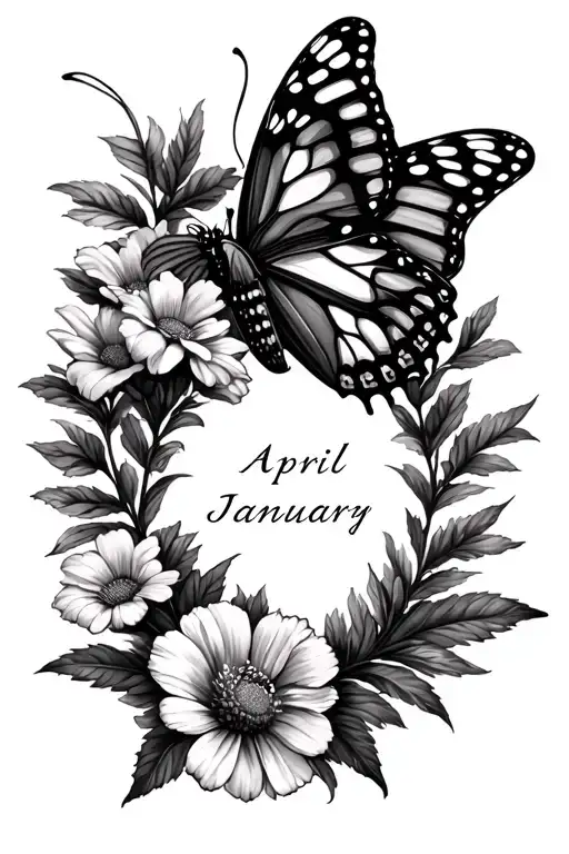 April And January Birth Flower And Butterfly