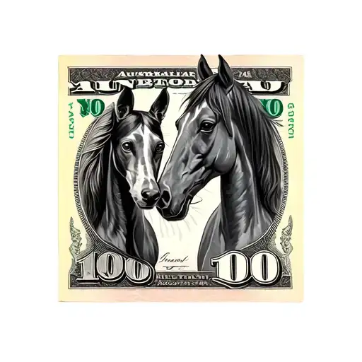 Greyhound And Horse On Either Side Of Australian 100 Dollar Notes