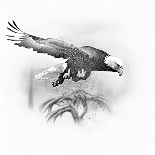 Bald Eagle Going For A Prey And In Full Flight