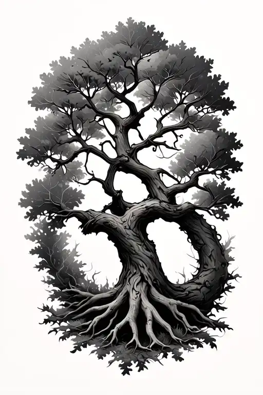 Oak Tree Intertwined