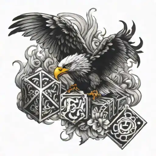 Chicano Style Dice Cards Flames Smoke No Girl Flower Eagle