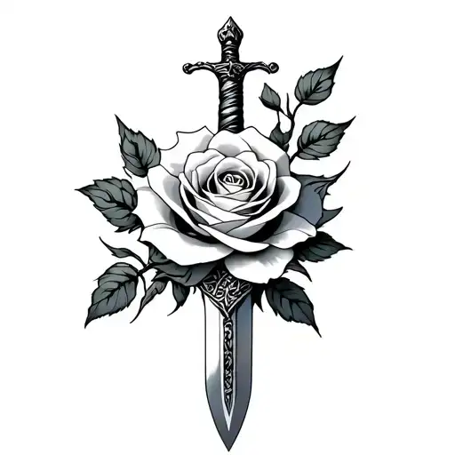 Sword With Rose Flower