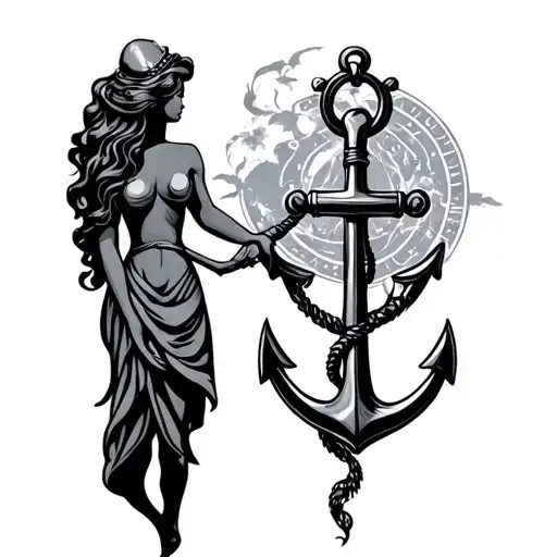 Anchor Couple Holding Hands Reaching