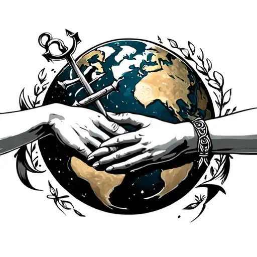 Anchor Couple Holding Hands Reaching Deep Into The Earth