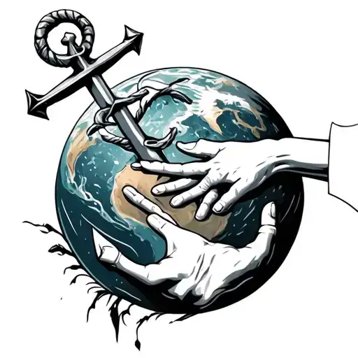 Anchor Couple Holding Hands Reaching Deep Into The Earth