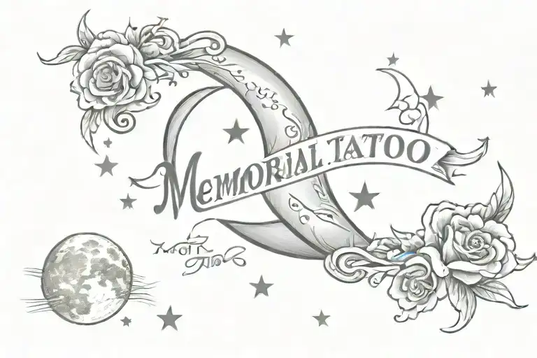 Memorial Tattoo For First Love You To The Moon