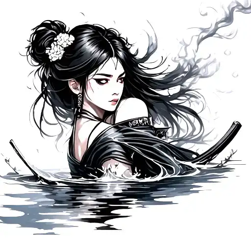 Smoke And Water With Amine Female Sexy Samurai