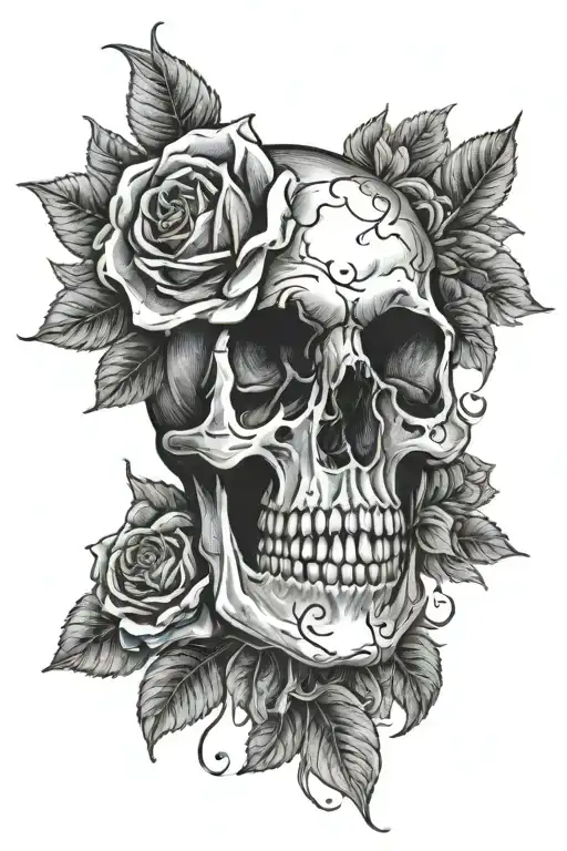 Skull And Flowers