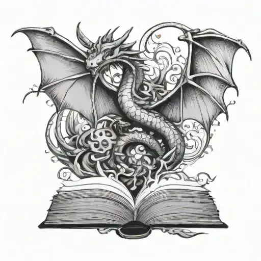 Dragons Flying Out Of A Book Open In Front