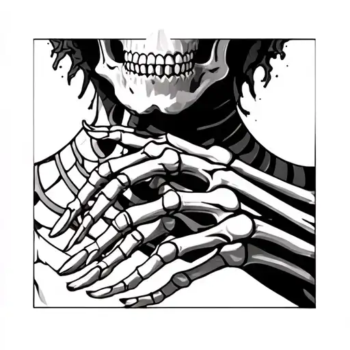 Skeleton Hands Front Neck