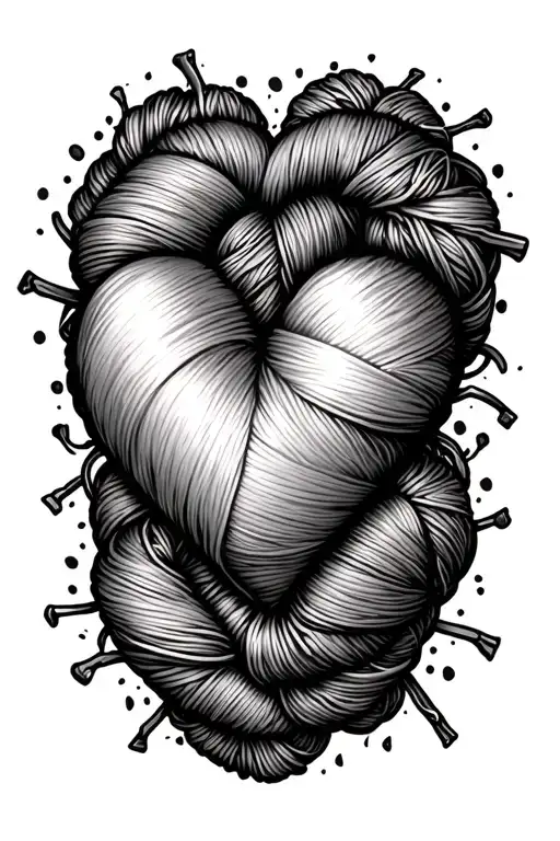 Yarn Heart Outline Names Around It