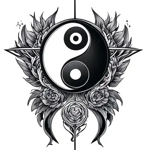 Holy Trinity Symbol Incorporated With Yin Yang Symbol
