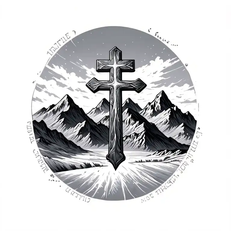 Cross With Mountains