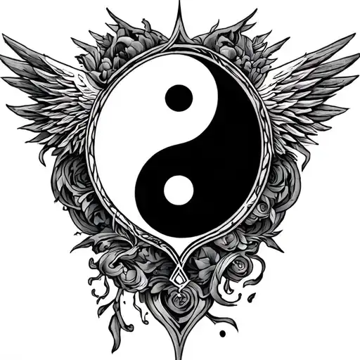 Holy Trinity Symbol Incorporated With Yin Yang Symbol