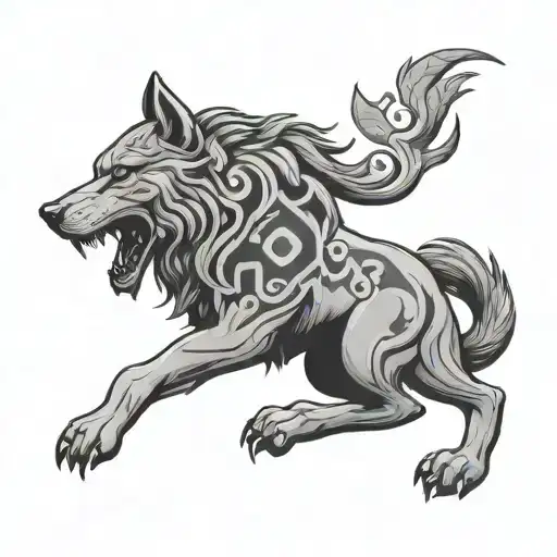 Scrolling Greek Symbol For Alpha Wolf