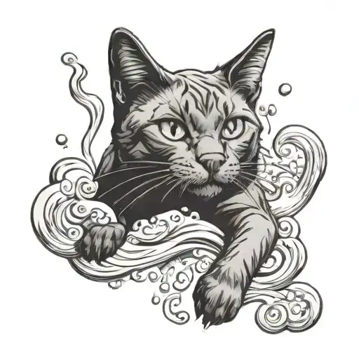 Floating Ink Cat Playing