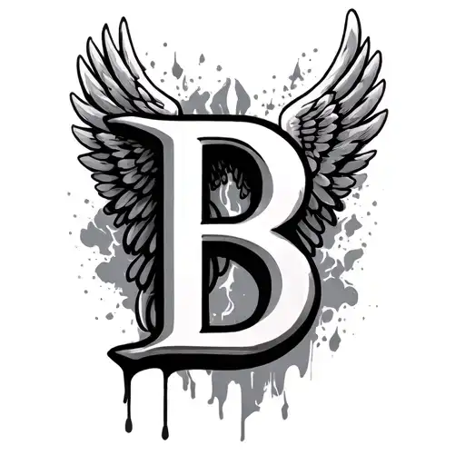 Letter B Angel Wings