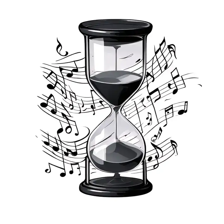 Hour Glass With Music Notes