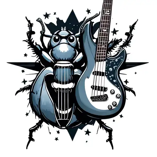 Beetle And Bass Guitar Together With Stars
