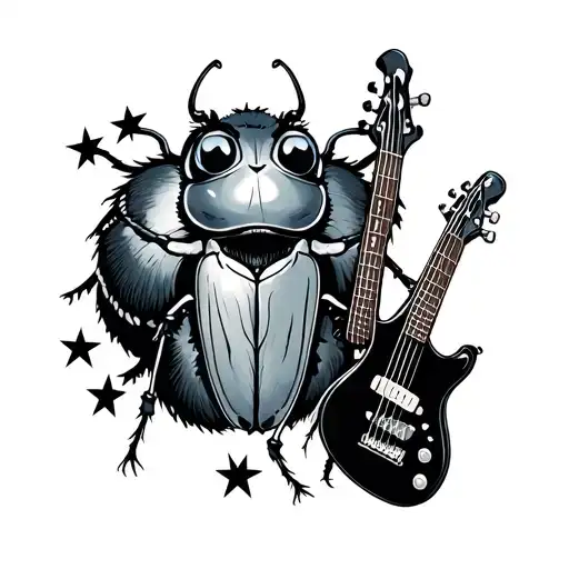 Beetle And Bass Guitar Together With Stars