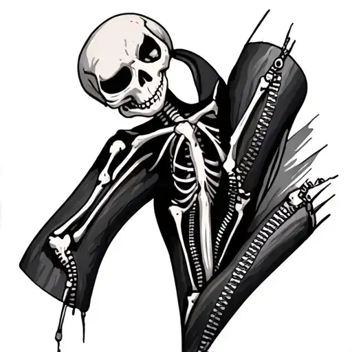 Leg Zipper Tattoos With Jack Skeleton
