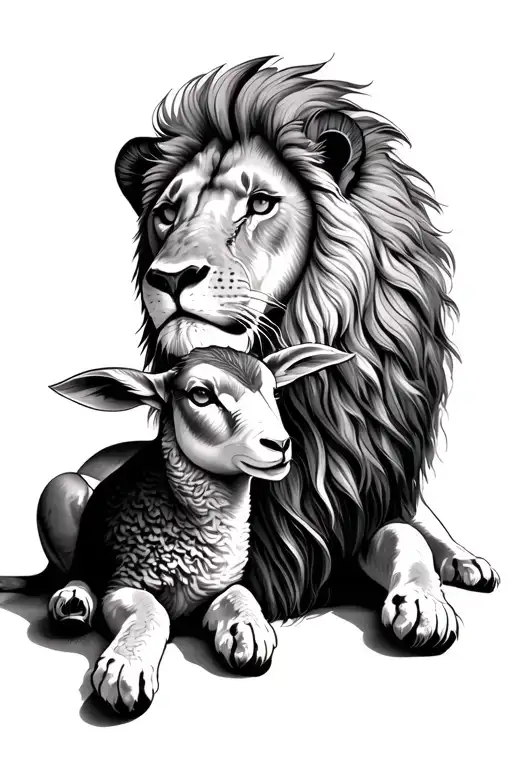 Lion Laying With A Lamb