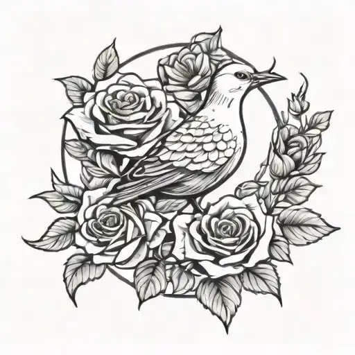 White Bird With Roses Wrapped