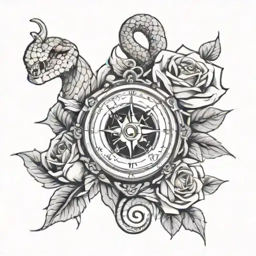 Snake Roses Compass Surrounded