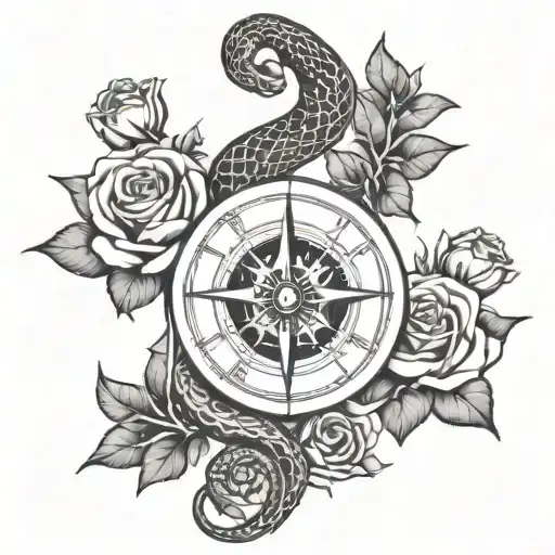 Snake Roses Compass Forearm