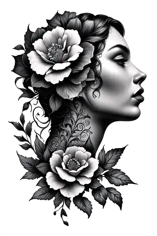 Floral Neck Tattoo Design