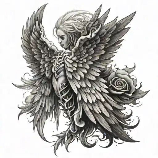 Angel Wings Coming Out Of A Spine