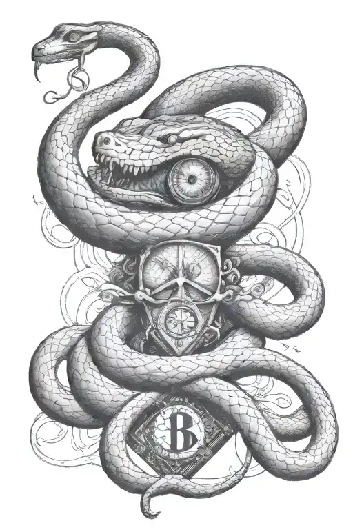 Snake With The Harry Potter Horcruxes And Symbols Hidden With In And The Deathly Hallows In The Eyes